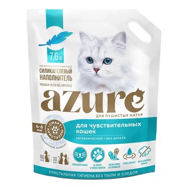 Наполнитель для кошачьего туалета Azure впитывающий силикагелевый без запаха 76 л 1359₽
