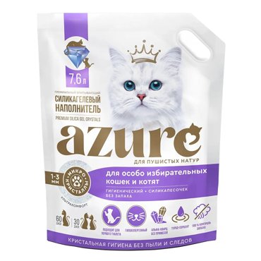 Наполнитель для кошачьего туалета Azure впитывающий силикагелевый без запаха 76 л 1359₽