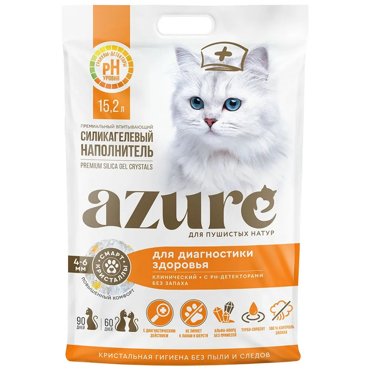 Наполнитель для кошачьего туалета Azure впитывающий силикагелевый с ph-детекторами 152 л 2719₽