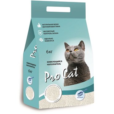 Комкующийся наполнитель PRO CAT Regular экстрабелая глина 6кг 1630₽