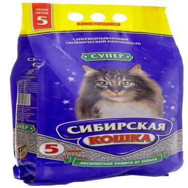 Наполнитель СИБИРСКАЯ КОШКА СУПЕР крупные гранулы 2 шт по 5 л 788₽