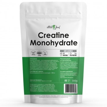 Креатин Моногидрат Atletic Food 100 Micronized Creatine Monohydrate - 300 г натуральный 1099₽