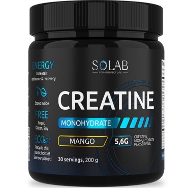 Креатин моногидрат SOLAB порошок 30 порций Creatine Monohydrate вкус манго 200 гр 907₽