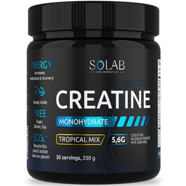 Креатин моногидрат SOLAB порошок 30 порций Creatine Monohydrate вкус тропик 200 гр 907₽