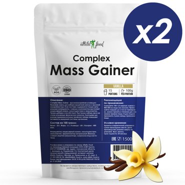 Atletic Food Гейнер Complex Mass Gainer ваниль - 3000 грамм 2 шт по 1500 г 1993₽