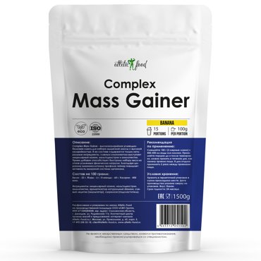 Гейнер Atletic Food Complex Mass Gainer - 1500 грамм банан 1099₽