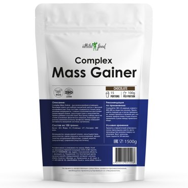Гейнер Atletic Food Complex Mass Gainer - 1500 грамм шоколад 1099₽