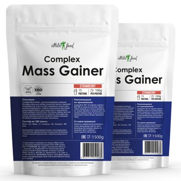 Гейнер Atletic Food Complex Mass Gainer - 3000 г 3 кг клубника 1993₽