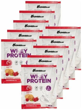 Bombbar Bombbar Порционный протеин Whey Protein 10шт по 30г Малиновое печенье 1389₽