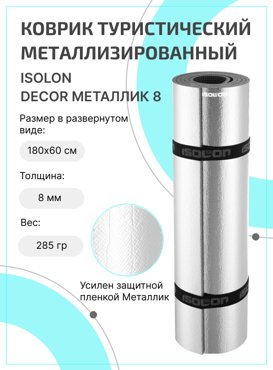Коврик для активного отдыха и спорта Isolon Decor Металлик 8 мм 180х60 см серый 499₽