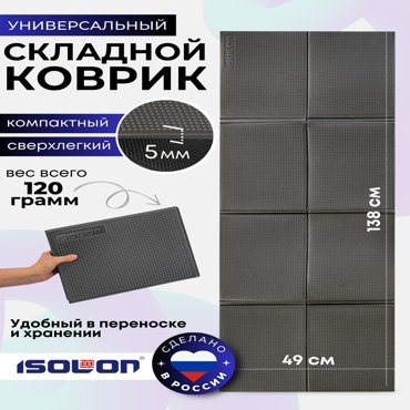 Коврик спортивный Isolon Fitness Flex5 Т1 138х49 см 5 мм серый 429₽