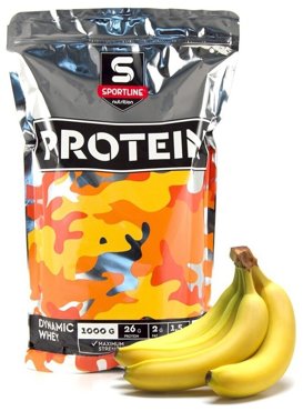 Протеины Dynamic Whey Protein Sportline Nutrition 1000 гр Банан 2200₽