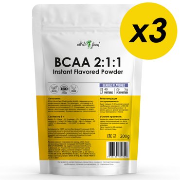 Atletic Food BCAA 211 Instant Flavored Powder лесные ягоды 600 г 3х200 г 1482₽