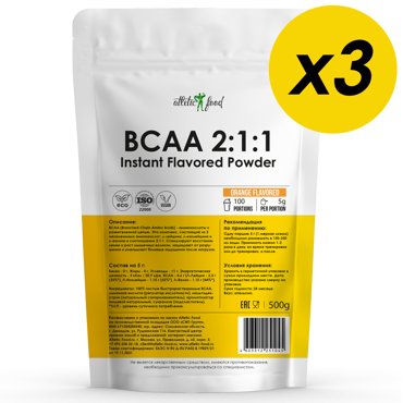 BCAA 211 Atletic Food Instant Flavored Powder - 1500 грамм 3 шт по 500 г лесные ягоды 2549₽