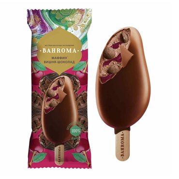 Мороженое шоколадное Bahroma маффин-вишня-шоколад БЗМЖ 75 г 170₽