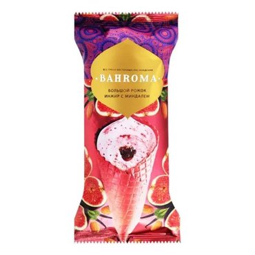 Мороженое сливочное Bahroma с ароматом йогурта инжир с миндалем 105 г 84₽