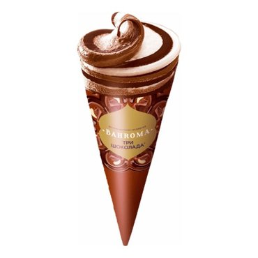 Мороженое сливочное Bahroma Три шоколада рожок 100 г 110₽