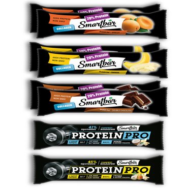 Батончик протеиновый SmartBar Protein 8 шт Банан Шоколад Абрикос Кокос Груша 319₽