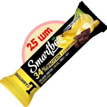 Батончик протеиновый Smartbar Protein L-carnitine Банан-шоколад с L-карнитином 25шт 40г 1499₽