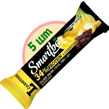 Батончик протеиновый Smartbar Protein L-carnitine Банан-шоколад с L-карнитином 5шт х 40г 436₽