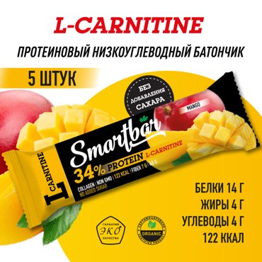 Протеиновые батончики Smartbar Protein L-carnitine Манго без сахара 5 шт по 40 г 381₽