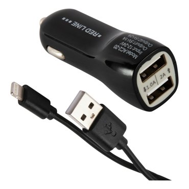 Автомобильное зарядное устройство универсальное Red Line Tech АС2-2 2 USB кабель черное 490₽