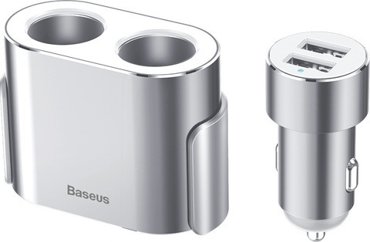 Автомобильное ЗУ Baseus High Efficiency One to Two Cigarette Lighter серебристый 3206₽