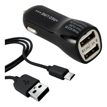Автомобильное ЗУ универсальное Red Line АС2-20 2 USB кабель Micro-USB черное 449₽