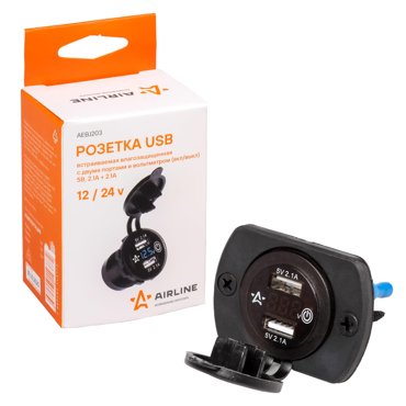 Розетка Usb Встраиваемая Влагозащ С 2 Портами И Вольтметром ВклВыкл 5В 21А 21А 1343₽