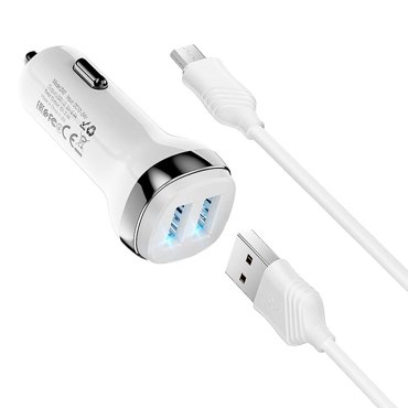 Зарядное устройство Hoco Z40 Superior dual port car charger set белое 1199₽