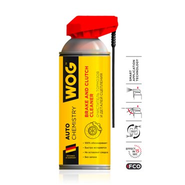 Очиститель тормозов и деталей сцепления WOG WGC0345 с распылителем 2 в 1 520 мл 1794₽