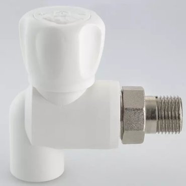 Клапан полипропилен магистральный Valtec VTp718V02004 20мм-12 угловой НР-муфта американка никель 613₽