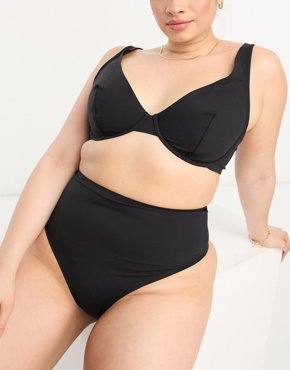 Черный разглаживающий бюстгальтер на косточках ASOS DESIGN Curve Marina 5590₽