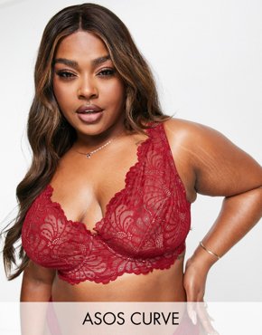 Красный кружевной бюстгальтер на косточках с высоким верхом ASOS DESIGN Curve Sienna 5590₽