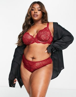 Красный кружевной бюстгальтер с глубоким вырезом на косточках ASOS DESIGN Curve Sienna 4290₽