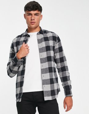 Серо-черная рубашка в клетку буйволового цвета Only - Sons 8490₽