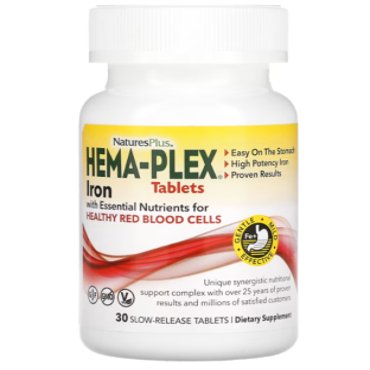 Natures Plus Комплекс Hema-Plex с хелатным железом с длительным высвобождением таблетки 30 шт 2483₽