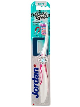 Зубная щетка Jordan двзрослых Hello Smile Soft мягкая белаярозовая 339₽