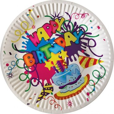 набор бумажных тарелок 6шт happy birthday волшебная страна 18см 007148 49₽