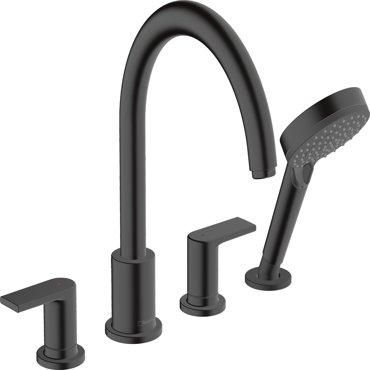 Внешняя часть смесителя для ванны hansgrohe Vernis Shape на край ванны на 4 отверстия 71459670 матовый черный 45600₽