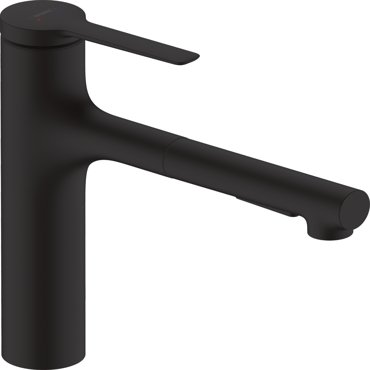 Смеситель для кухонной мойки hansgrohe Zesis M33 160 с вытяжным душем 2jet 74804670 матовый черный 52550₽