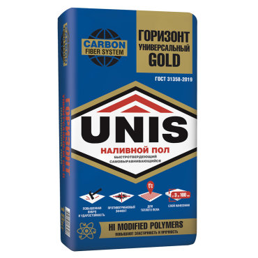 Ровнитель наливной пол универсальный Unis Горизонт Gold самовыравнивающийся быстротвердеющий 18 кг 375₽