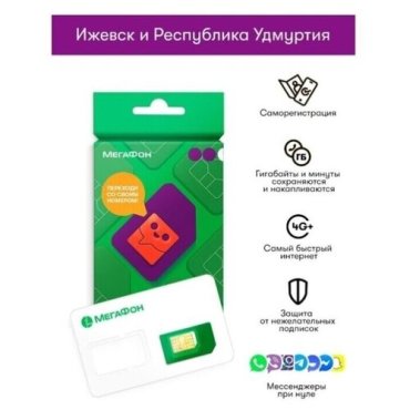 Сим-карта МегаФон г Ижевск и Республика Удмуртия (300 руб. на балансе)