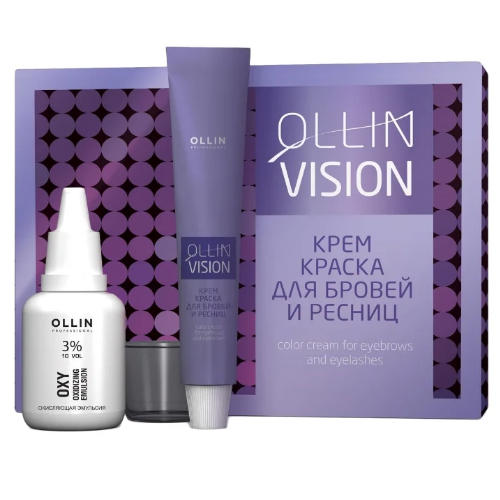 Ollin Professional Крем-краска для бровей и ресниц, коричневый, в наборе, 20 мл (Ollin Professional, Vision)