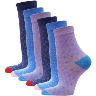 Носки женские в точку HOSIERY 71101 р 23-25 (36-39 размер обуви) голубой-сиреневый 6 пар