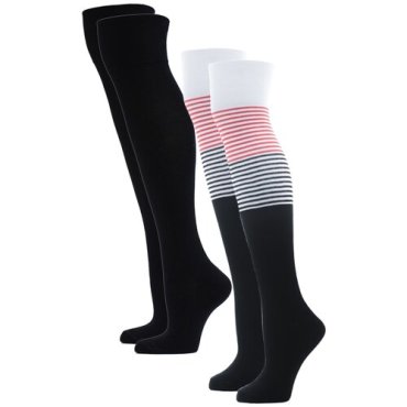 Гольфы женские повседневные HOSIERY 75617 р 23-25 (36-39 размер ноги) черные, в полоску 2 пары