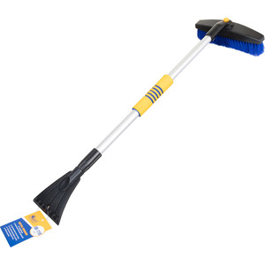 Щетка телескопическая Kraft со скребком, 88-118 см синяя щетина (KT 830069)