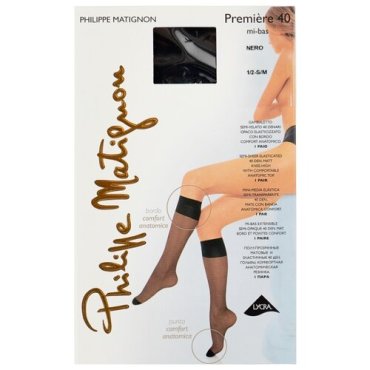 Капроновые гольфы Philippe Matignon Premiere 40 den mi-bas, размер 1/2 (S/M), nero