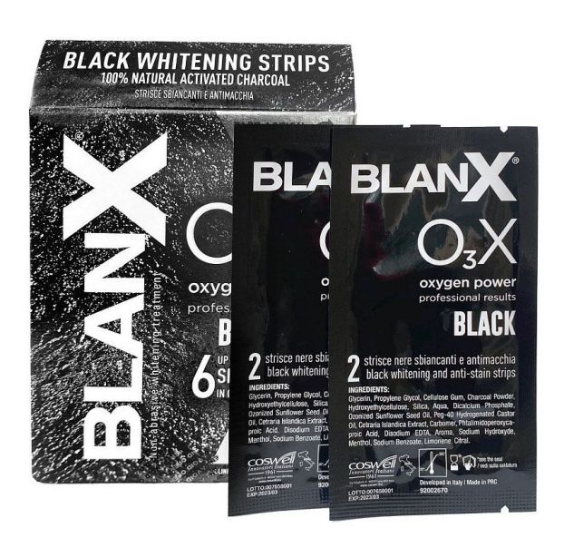 BLANX Полоски отбеливающие с углем / BlanX O3X Whitening Strips Black 75 мл