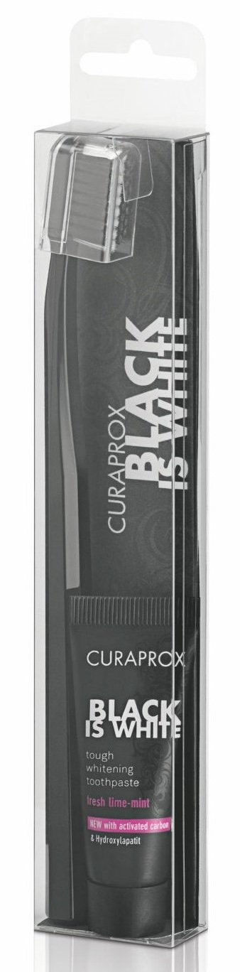 CURAPROX Щетка зубная черная Black Is White + паста зубная, миниверсия BIW